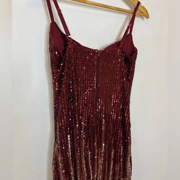 Fashion Nova Striking Arrival Burgundy Silver Sequin Mini Dress - Picture 4 of 10